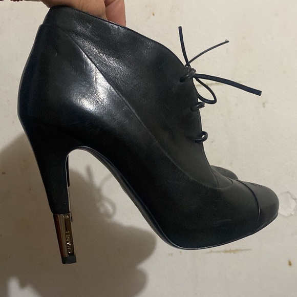 CHANEL Lambskin Cap Toe Short Ankle Boots 37  Black - Picture 9 of 11
